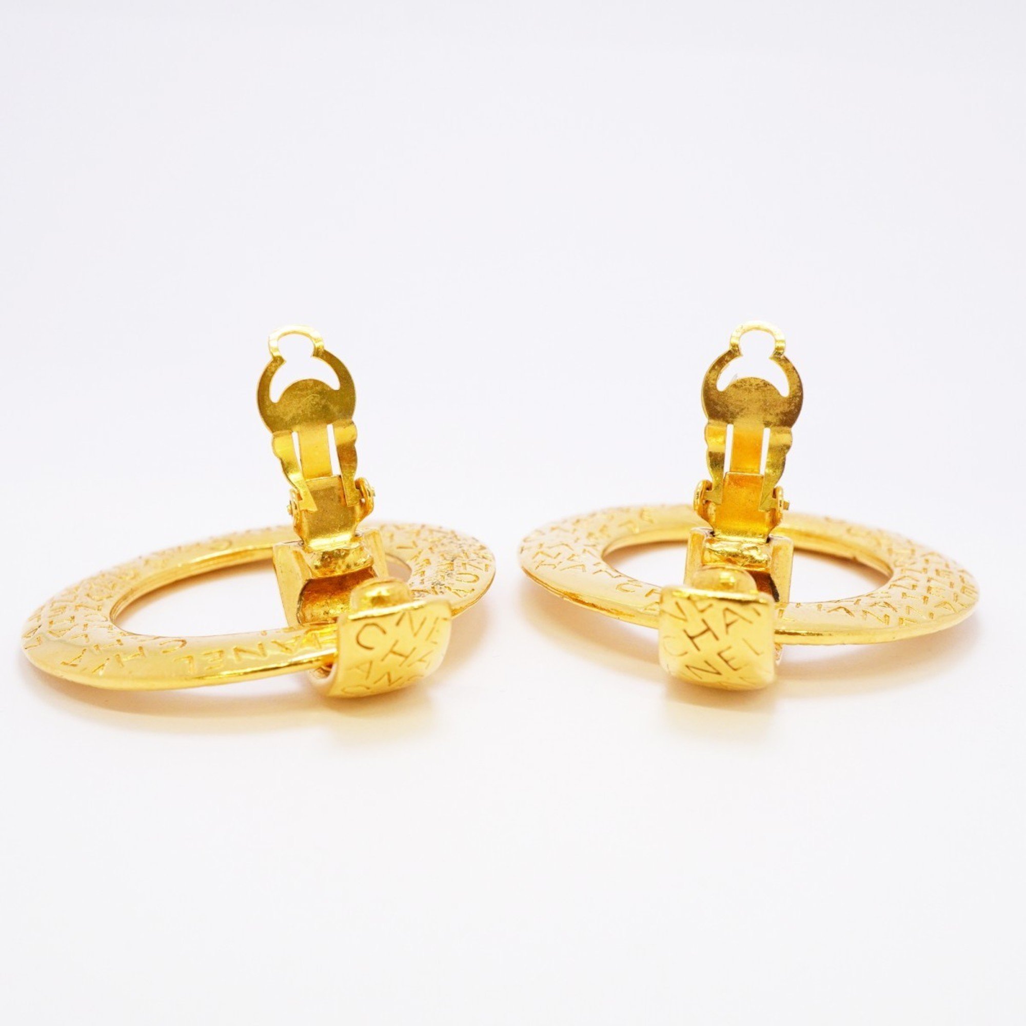 Chanel Earrings Hoops GP Plated Gold Ladies