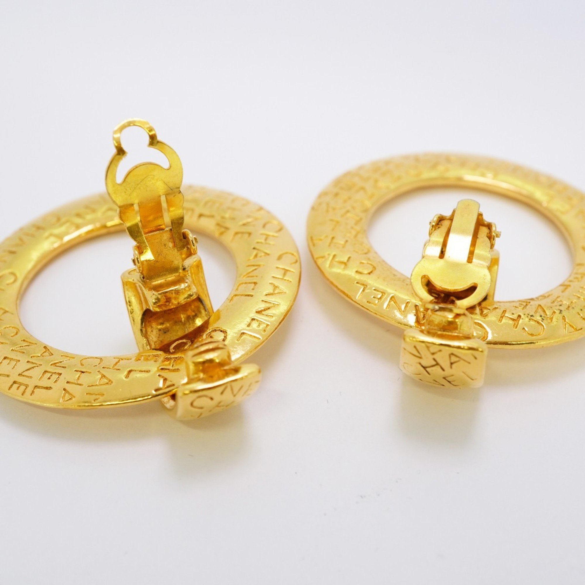 Chanel Earrings Hoops GP Plated Gold Ladies