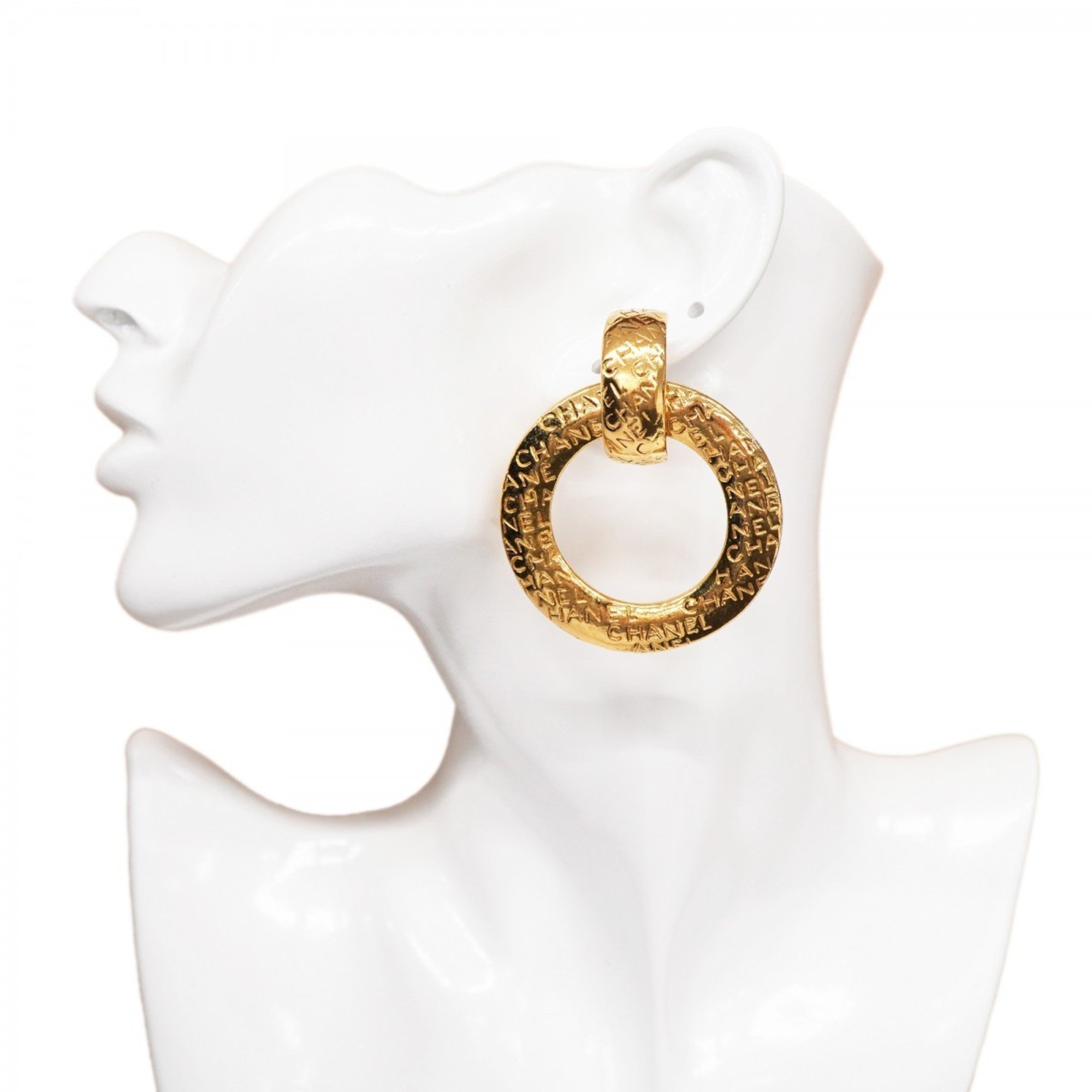 Chanel Earrings Hoops GP Plated Gold Ladies