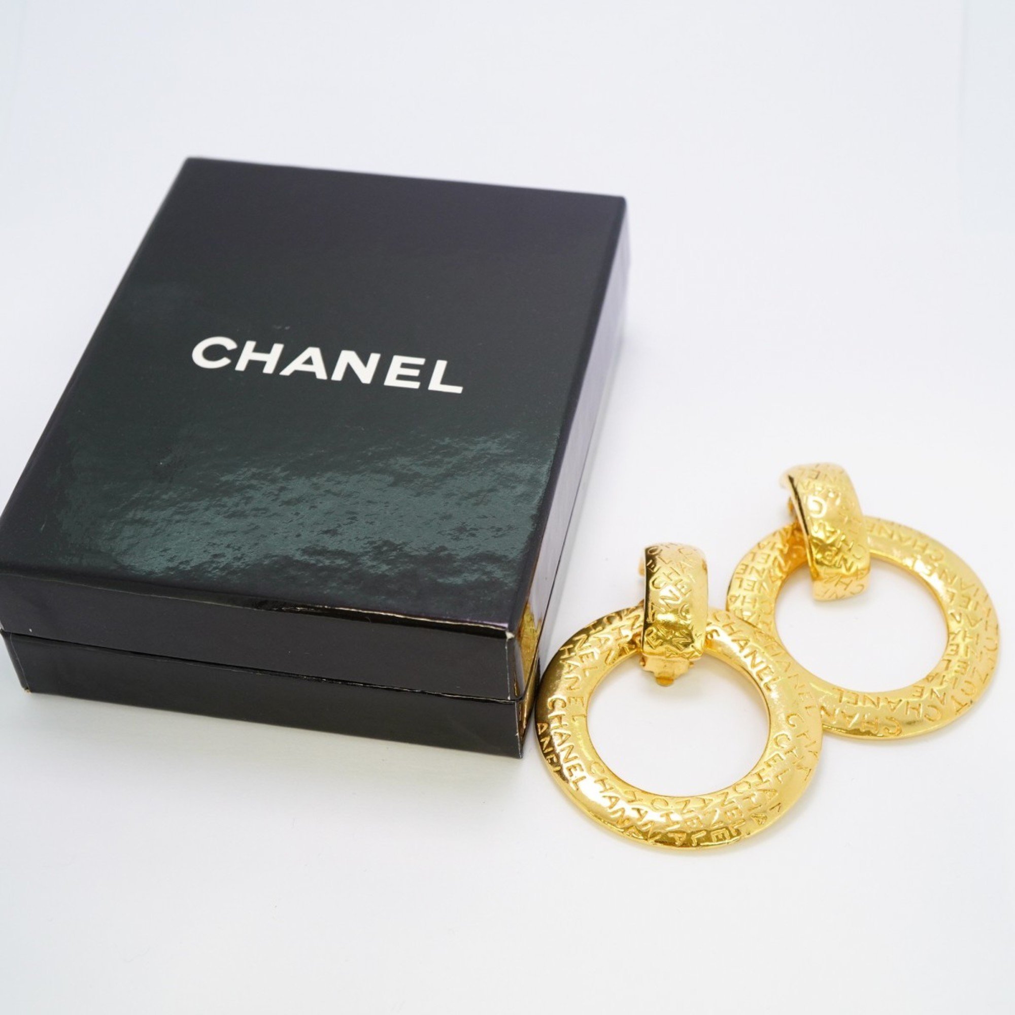 Chanel Earrings Hoops GP Plated Gold Ladies