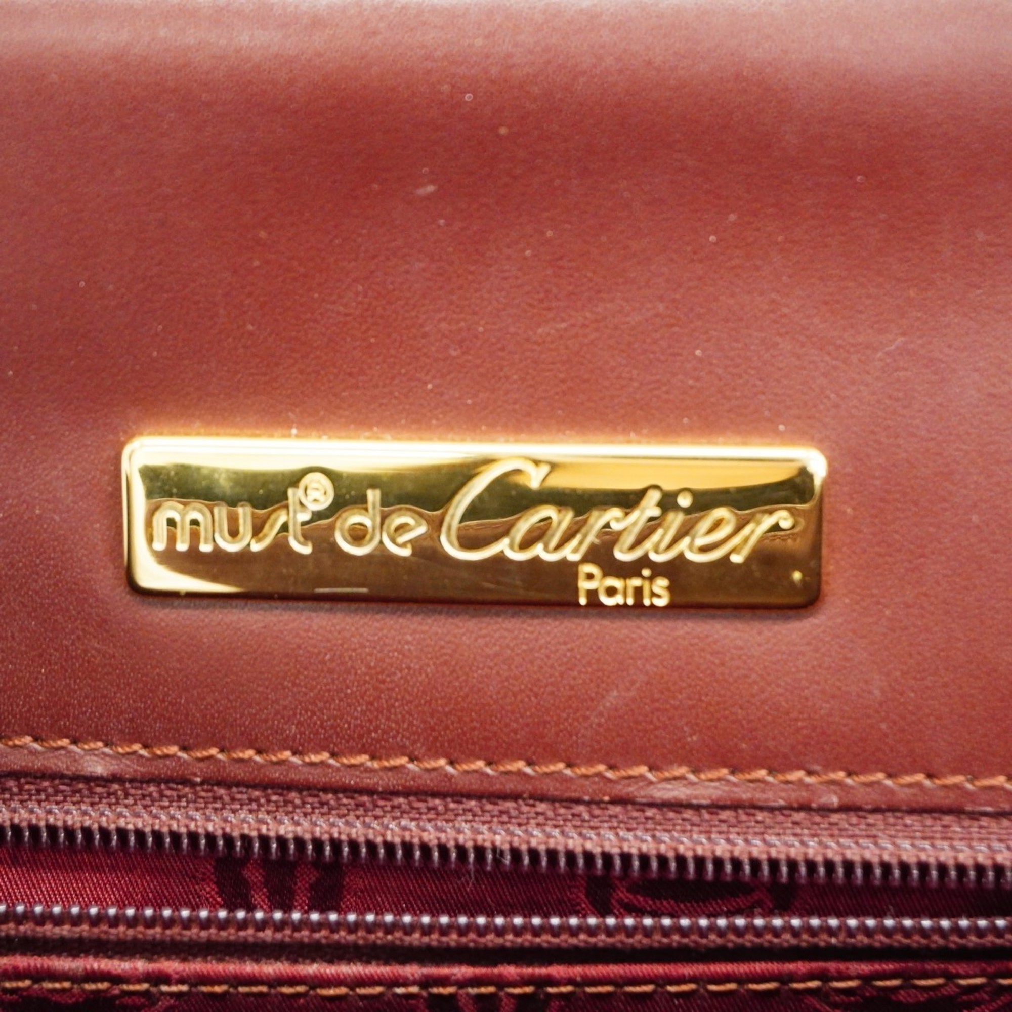 Cartier handbag must leather bordeaux ladies