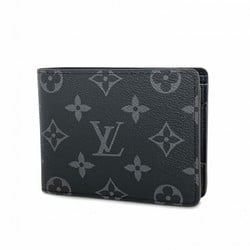 Louis Vuitton Wallet Monogram Eclipse Portefeuille Multiple M61695 Black Grey Men's