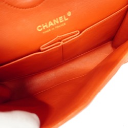 Chanel Shoulder Bag Matelasse Lambskin Red Champagne Ladies