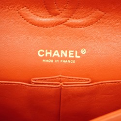 Chanel Shoulder Bag Matelasse Lambskin Red Champagne Ladies