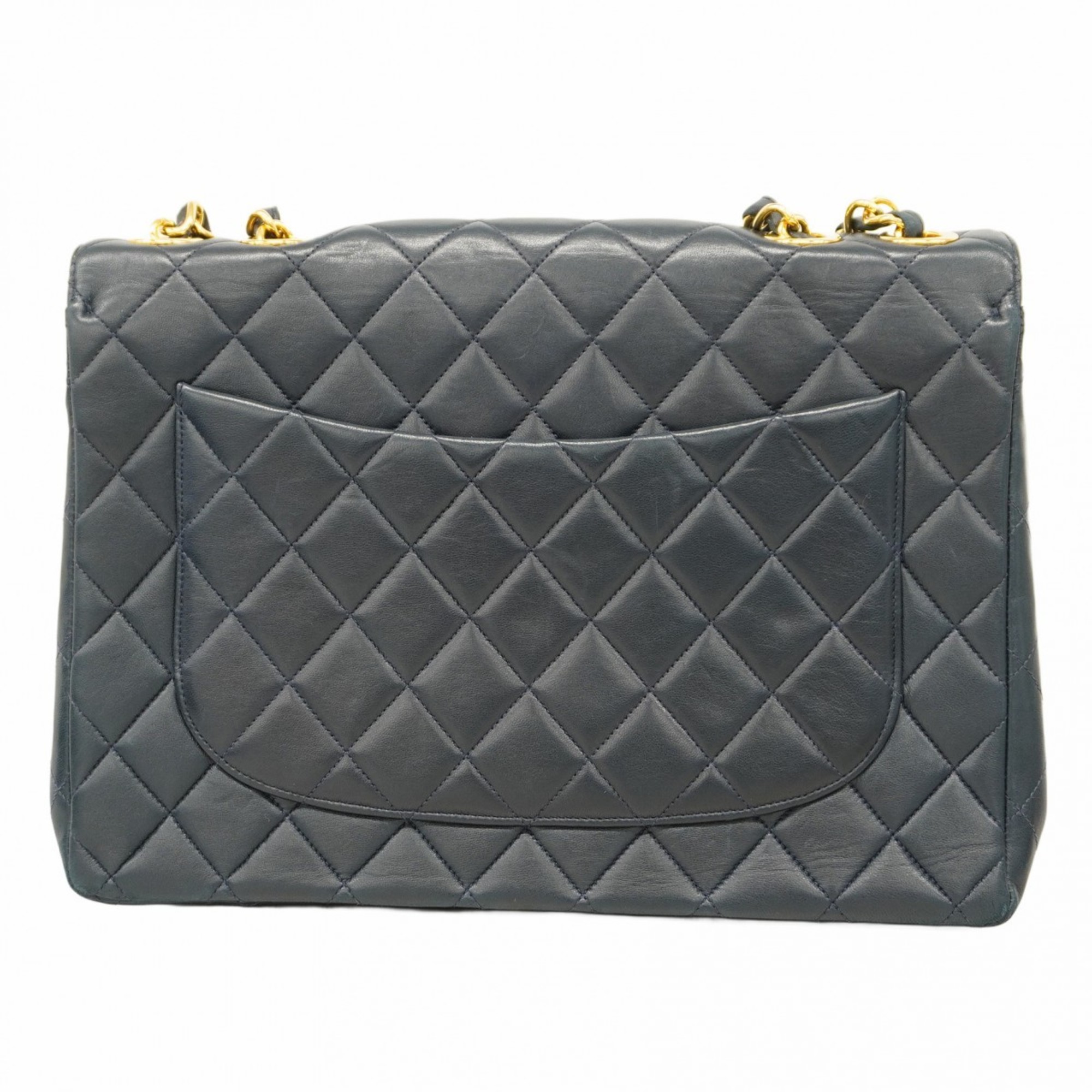 Chanel Shoulder Bag Deca Matelasse Lambskin Navy Women's