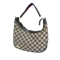 Gucci Handbag GG Supreme Sherry Line 145811 Canvas Brown Navy Women's