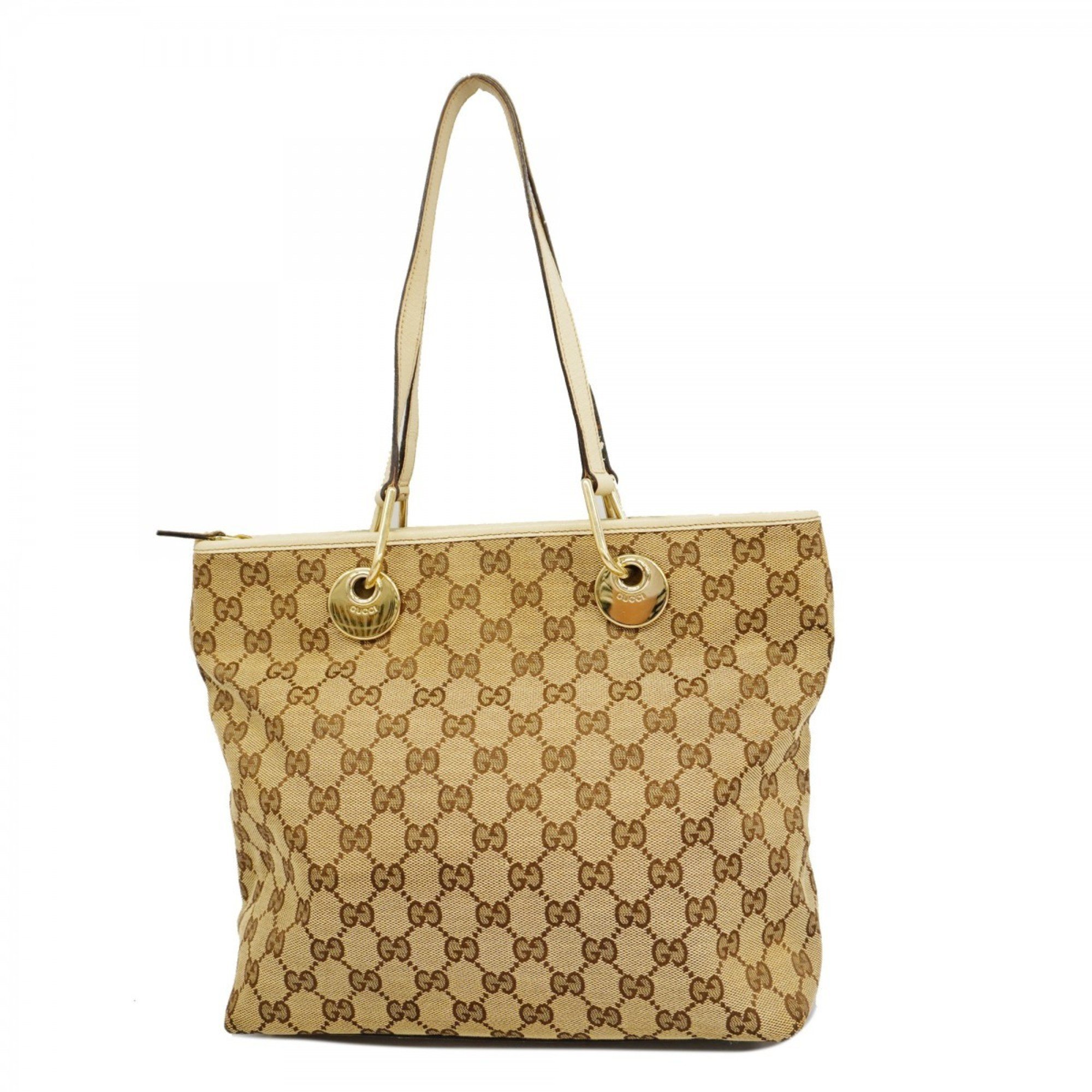 Gucci Tote Bag GG Canvas 139552 Beige Brown Women's