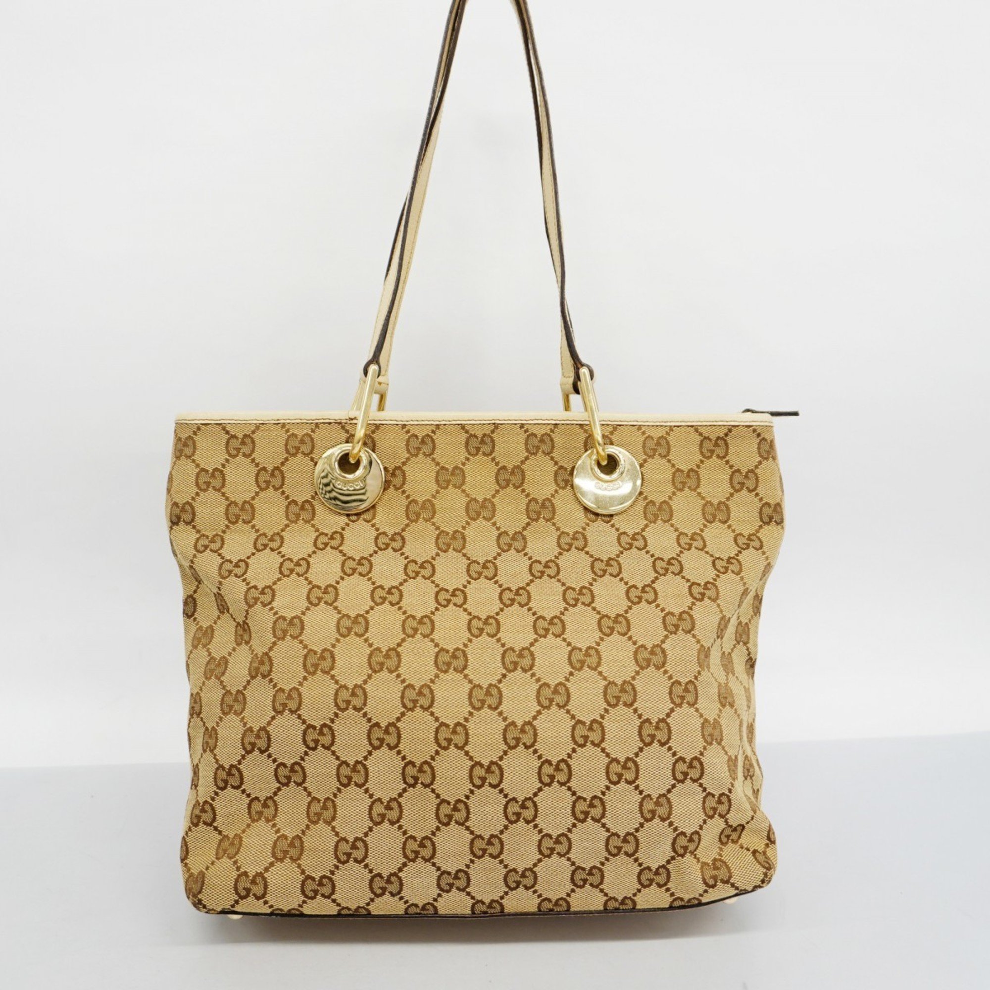 Gucci Tote Bag GG Canvas 139552 Beige Brown Women's