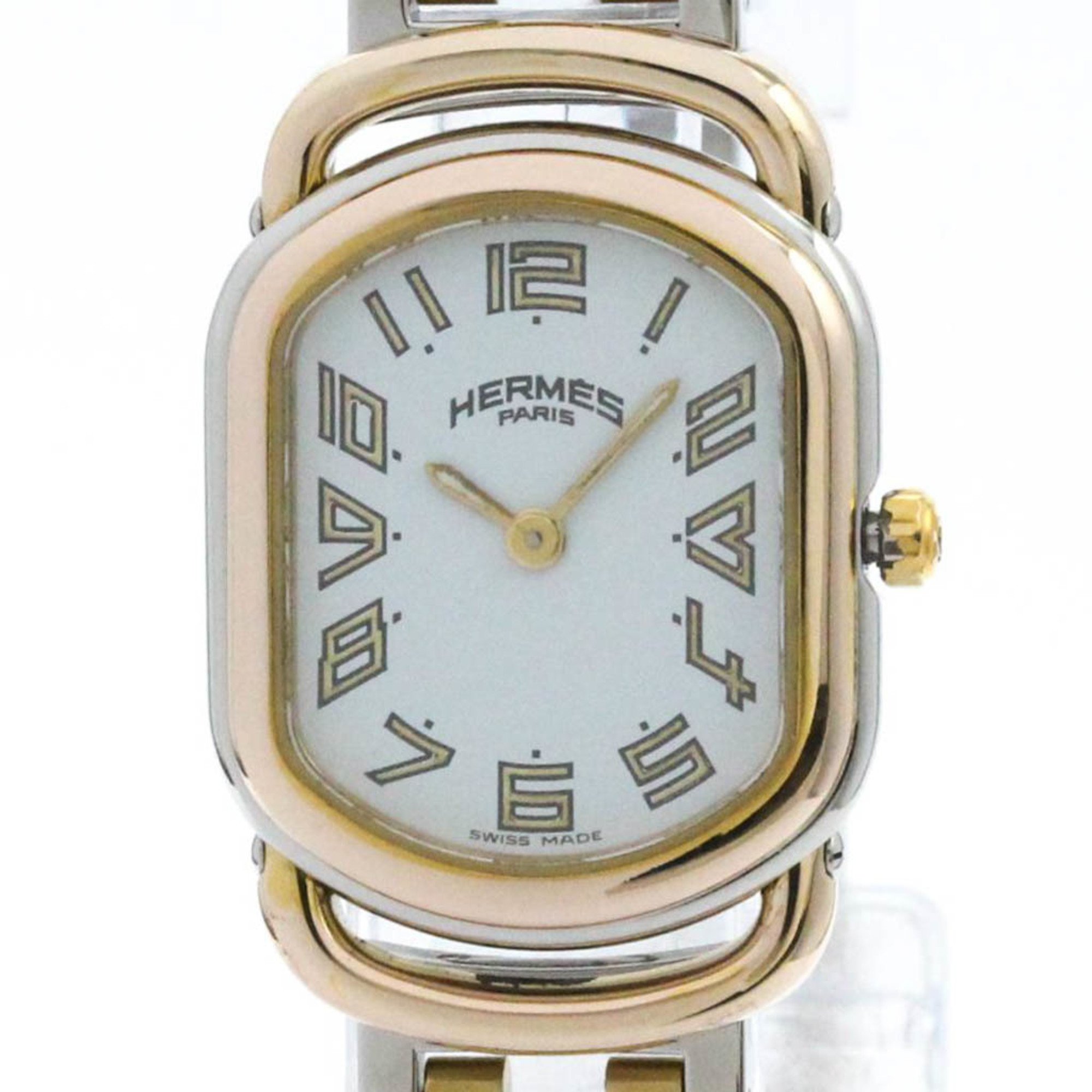 Polished HERMES Rally Gold Plated Steel Quartz Ladies Watch RA1.240 BF577072