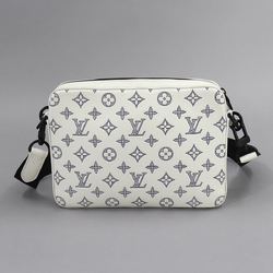 LOUIS VUITTON Monogram Shadow Trio Shoulder Bag White Navy M24754 RFID Messenger