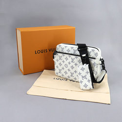 LOUIS VUITTON Monogram Shadow Trio Shoulder Bag White Navy M24754 RFID Messenger