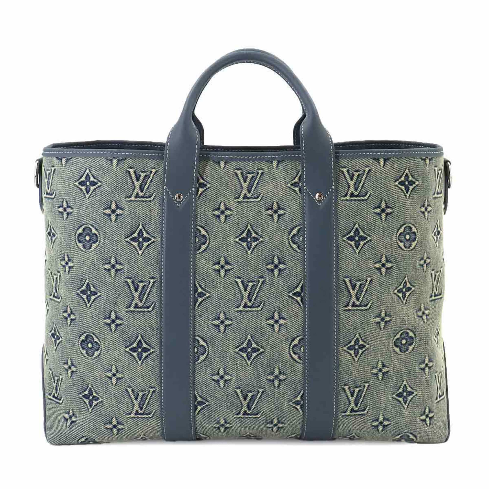 Louis Vuitton LOUIS VUITTON Monogram Wash Denim Weekend Tote NM 2way Shoulder Bag Blue M22537 RFID