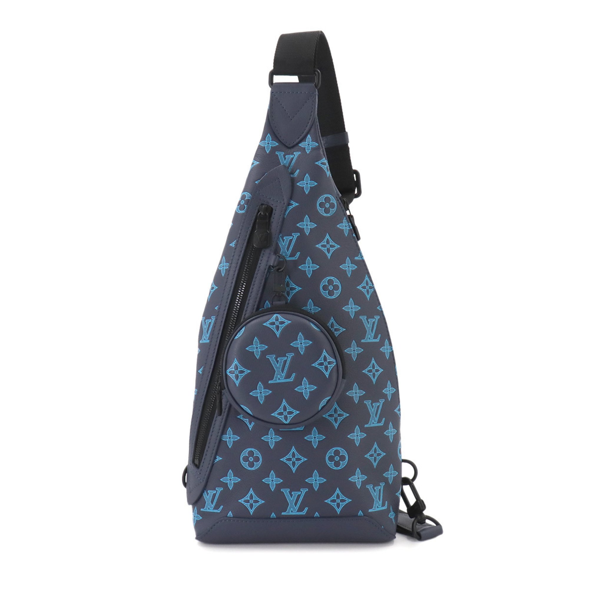 Louis Vuitton LOUIS VUITTON Monogram Shadow Duo Sling Bag Body Leather Navy River Blue M46562 RFID Slingbag