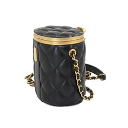 CHANEL Matelasse Vanity Chain Shoulder Bag Leather Black AS2640