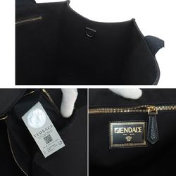 FENDI Fendace 2way Tote Shoulder Bag Canvas Black Gold 8BH395