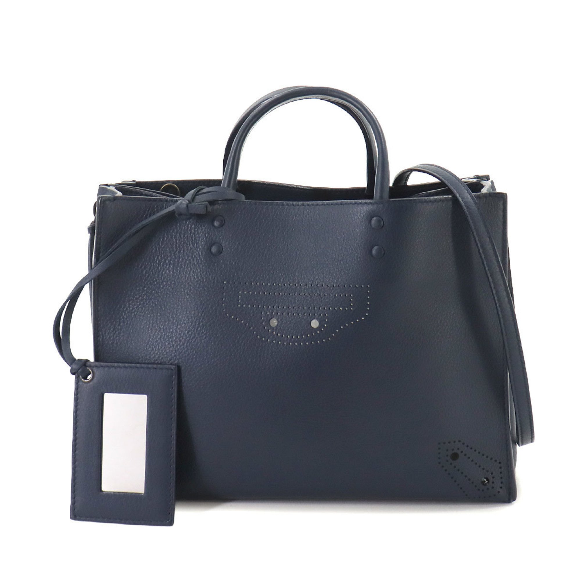 BALENCIAGA Papier A6 Tote Bag, 2-way, Leather, Shoulder Navy, 490027