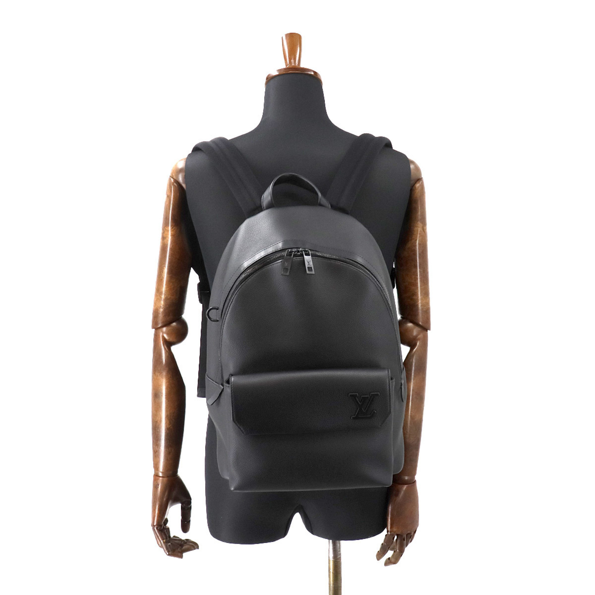 Louis Vuitton Aerogram Takeoff Backpack Rucksack Leather Black M57079 RFID