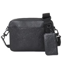 LOUIS VUITTON Monogram Shadow Duo Shoulder Bag Leather Black M69827 RFID Messenger