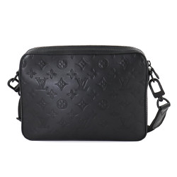 LOUIS VUITTON Monogram Shadow Duo Shoulder Bag Leather Black M69827 RFID Messenger