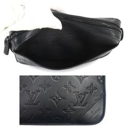 LOUIS VUITTON Monogram Shadow Duo Shoulder Bag Leather Black M69827 RFID Messenger