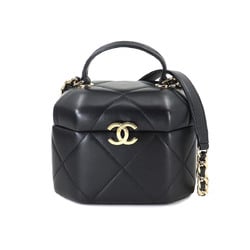 CHANEL Matelasse Small Vanity Chain Shoulder Bag Leather Black AS2630 Case