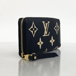 Louis Vuitton Long Wallet Monogram Empreinte Bicolor Zippy M80481 Black Beige Men's Women's