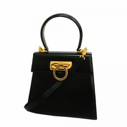 Salvatore Ferragamo Handbag Gancini Leather Black Women's