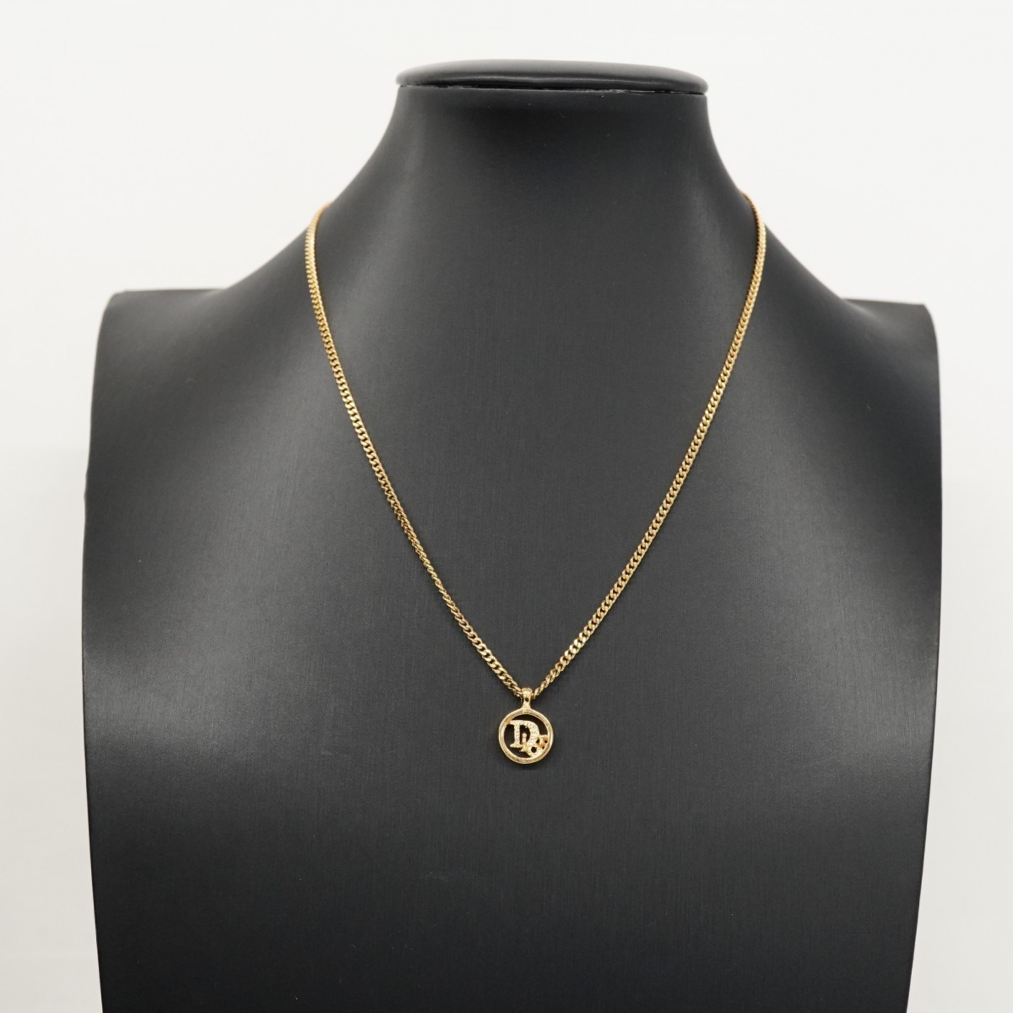 Christian Dior Necklace Circle GP Plated Ladies