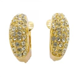 Christian Dior Earrings Hoop Rhinestone GP Plated Gold Ladies