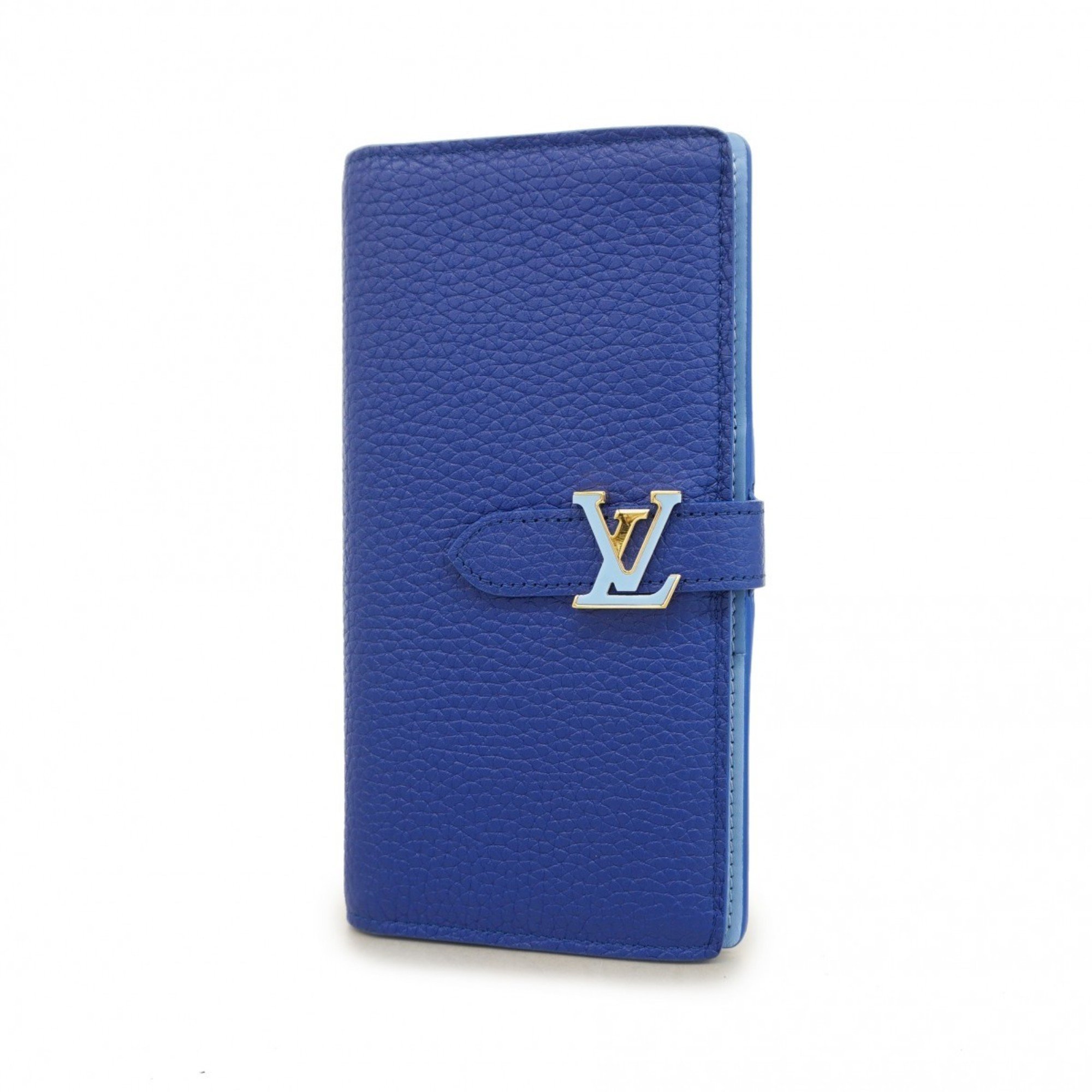 Louis Vuitton Long Wallet Vertical M82441 Blue Ladies