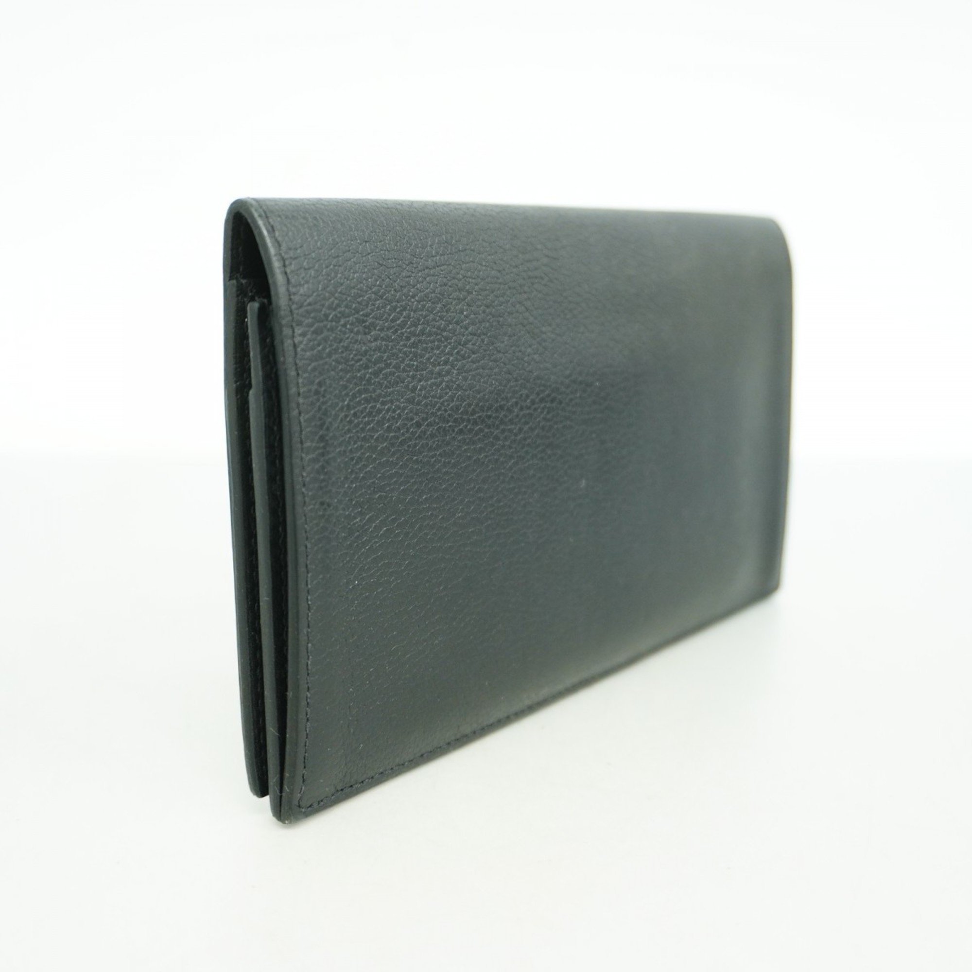 Hermes Long Wallet Citizen Twill Silkin Evercolor Black A Stamp Men's