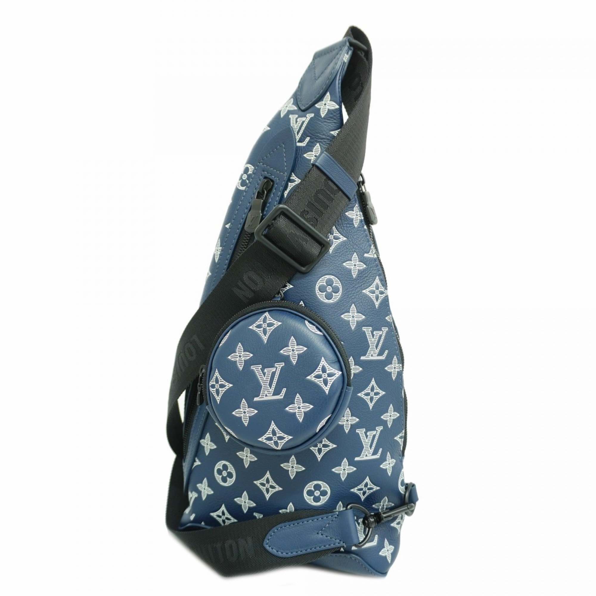 Louis Vuitton Body Bag Monogram Shadow Duo Sling M24751 Navy Men's