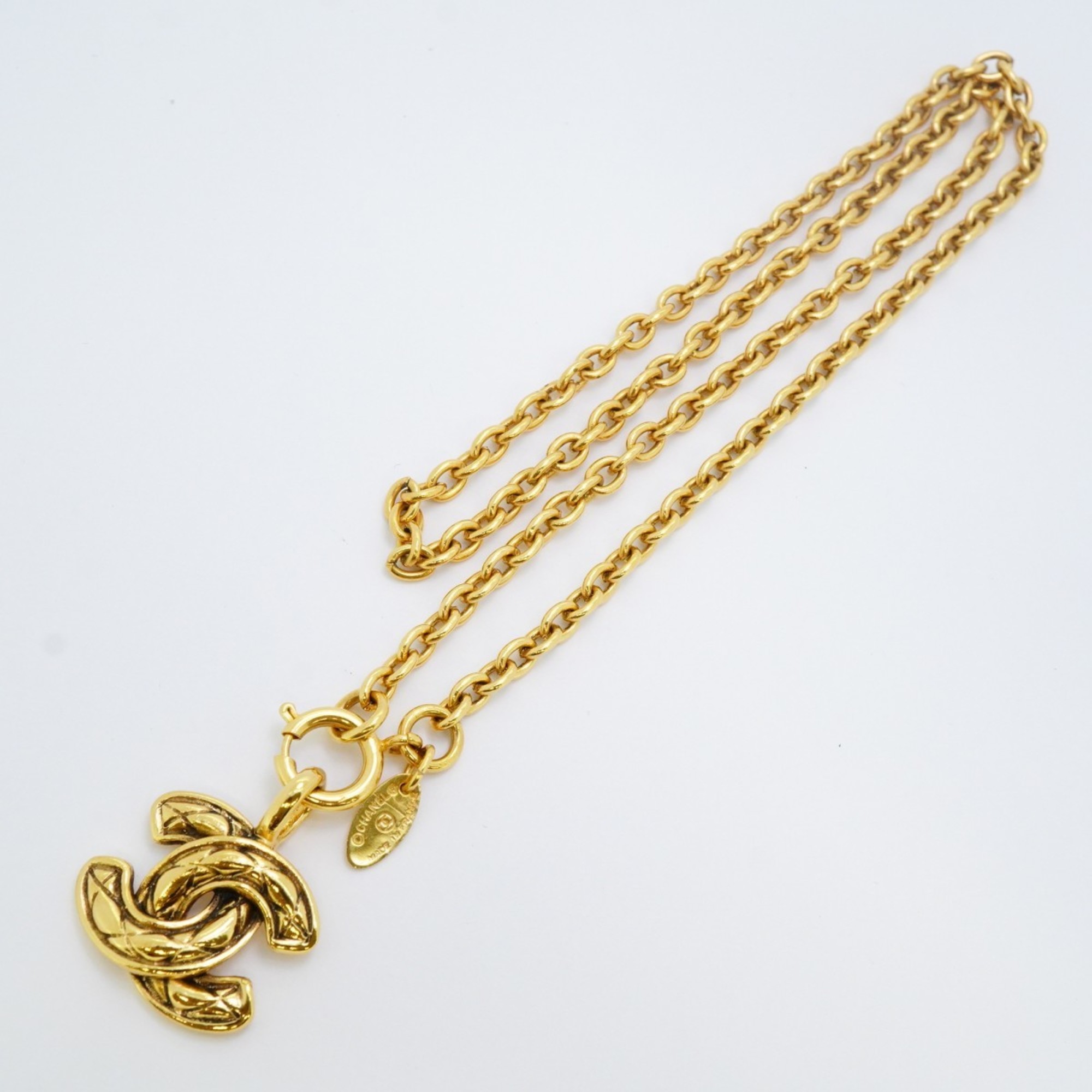 Chanel Necklace Coco Mark Matelasse GP Plated Gold Ladies