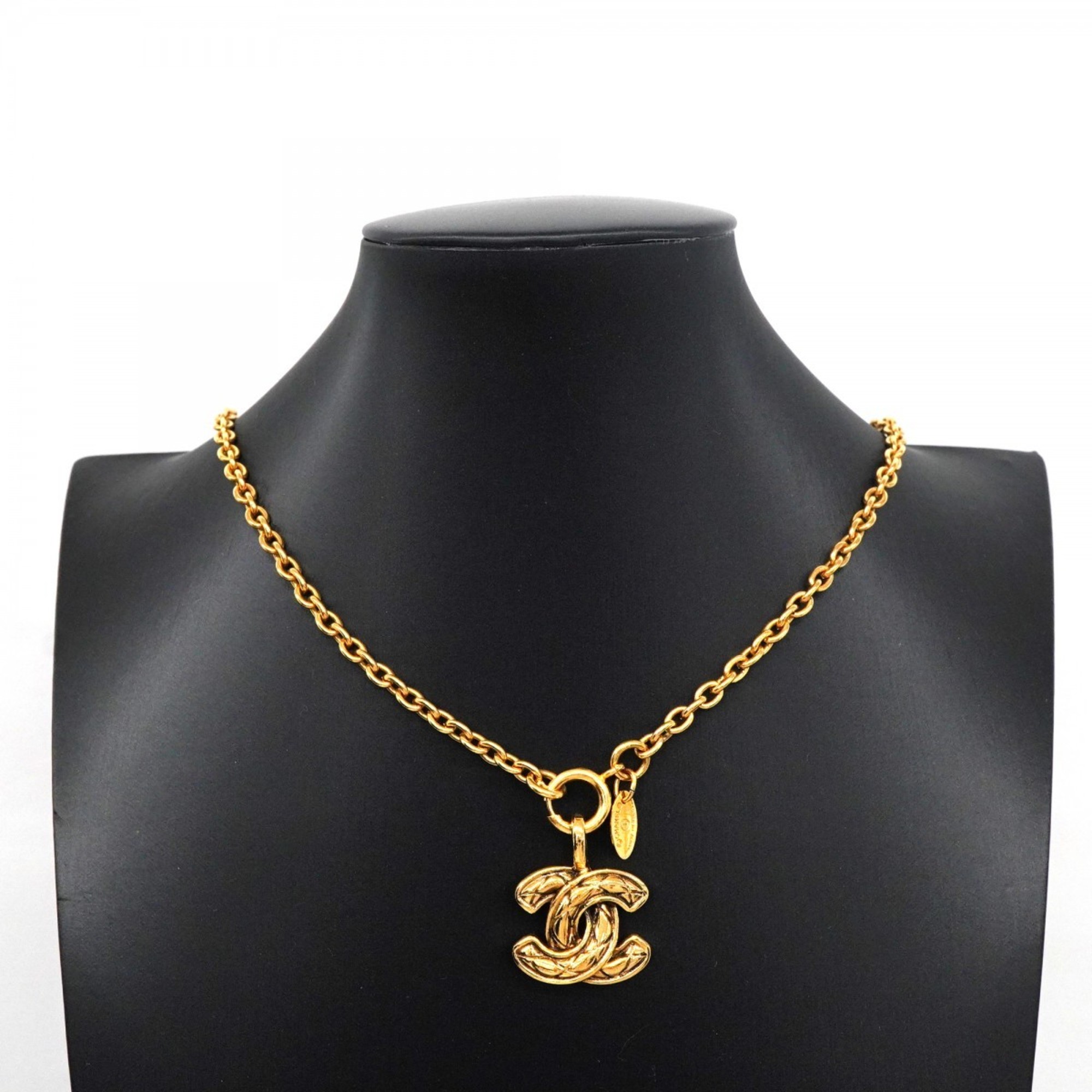 Chanel Necklace Coco Mark Matelasse GP Plated Gold Ladies