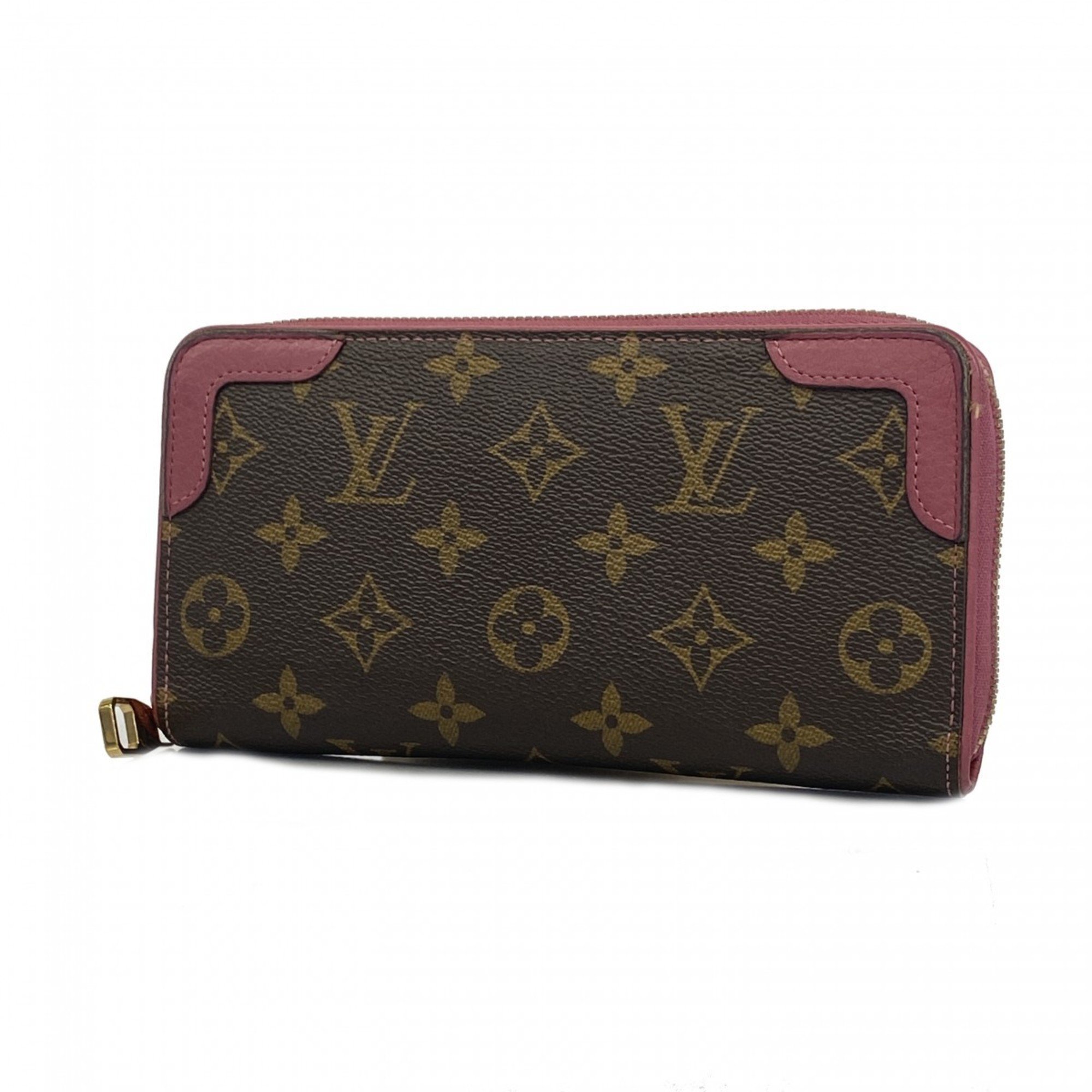 Louis Vuitton Long Wallet Monogram Zippy Retiro M64151 Rose Bruyere Ladies