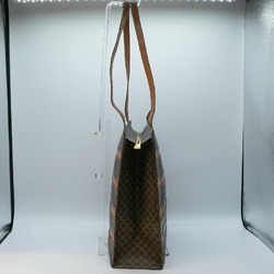 CELINE Tote Bag Macadam Leather Brown Gold Women's PD442