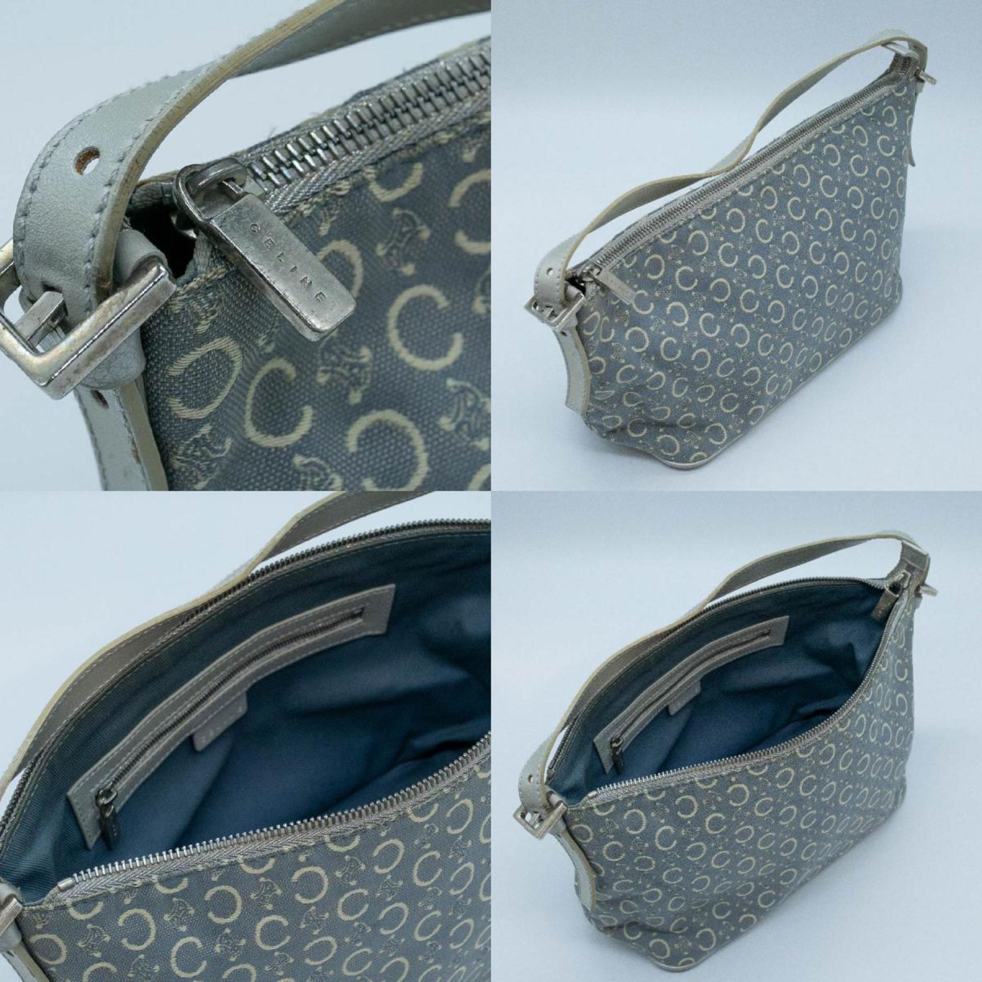 CELINE Handbag C Macadam Canvas Light Blue Silver Women's PD434