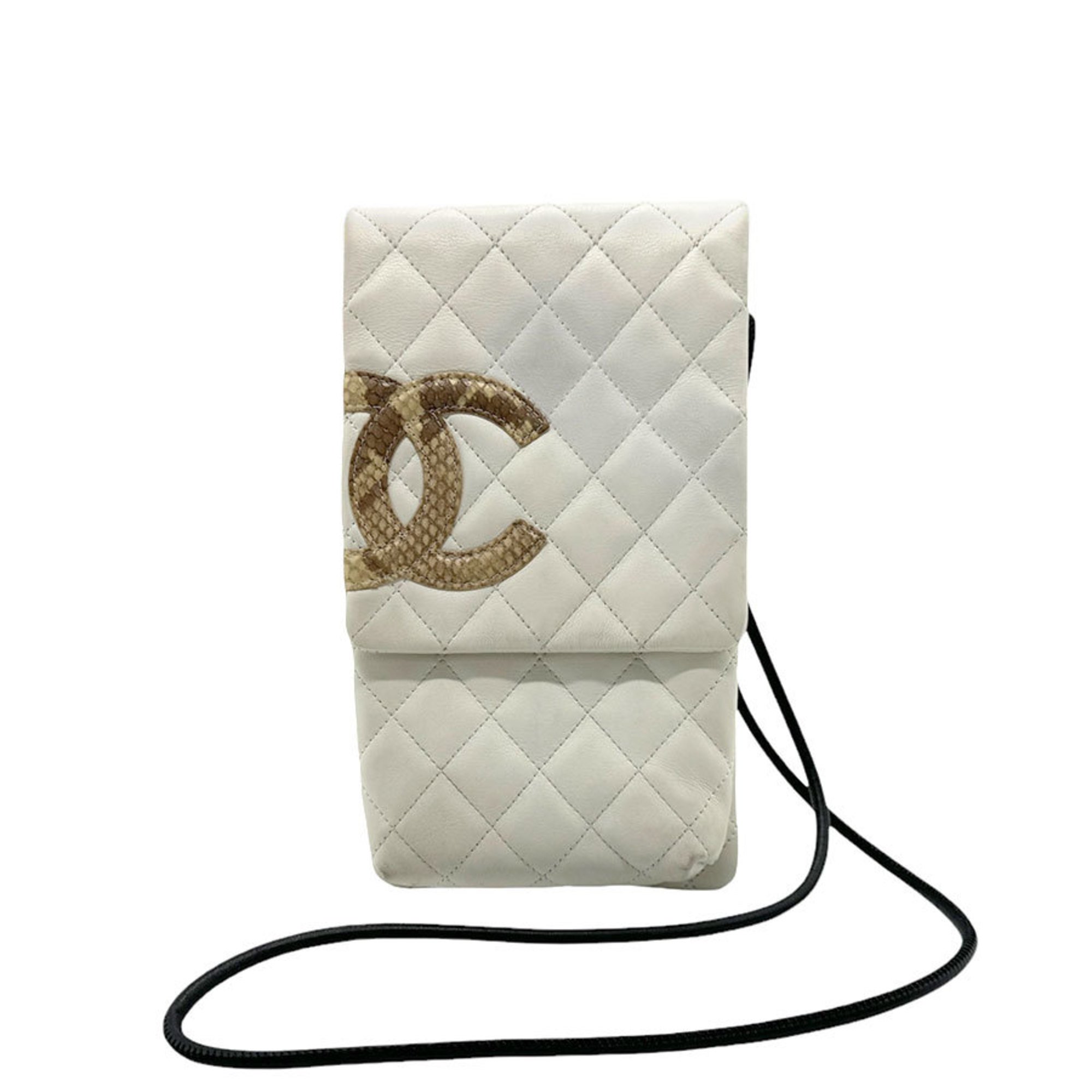 CHANEL Shoulder Bag Cambon Line Lambskin White Women's n0513