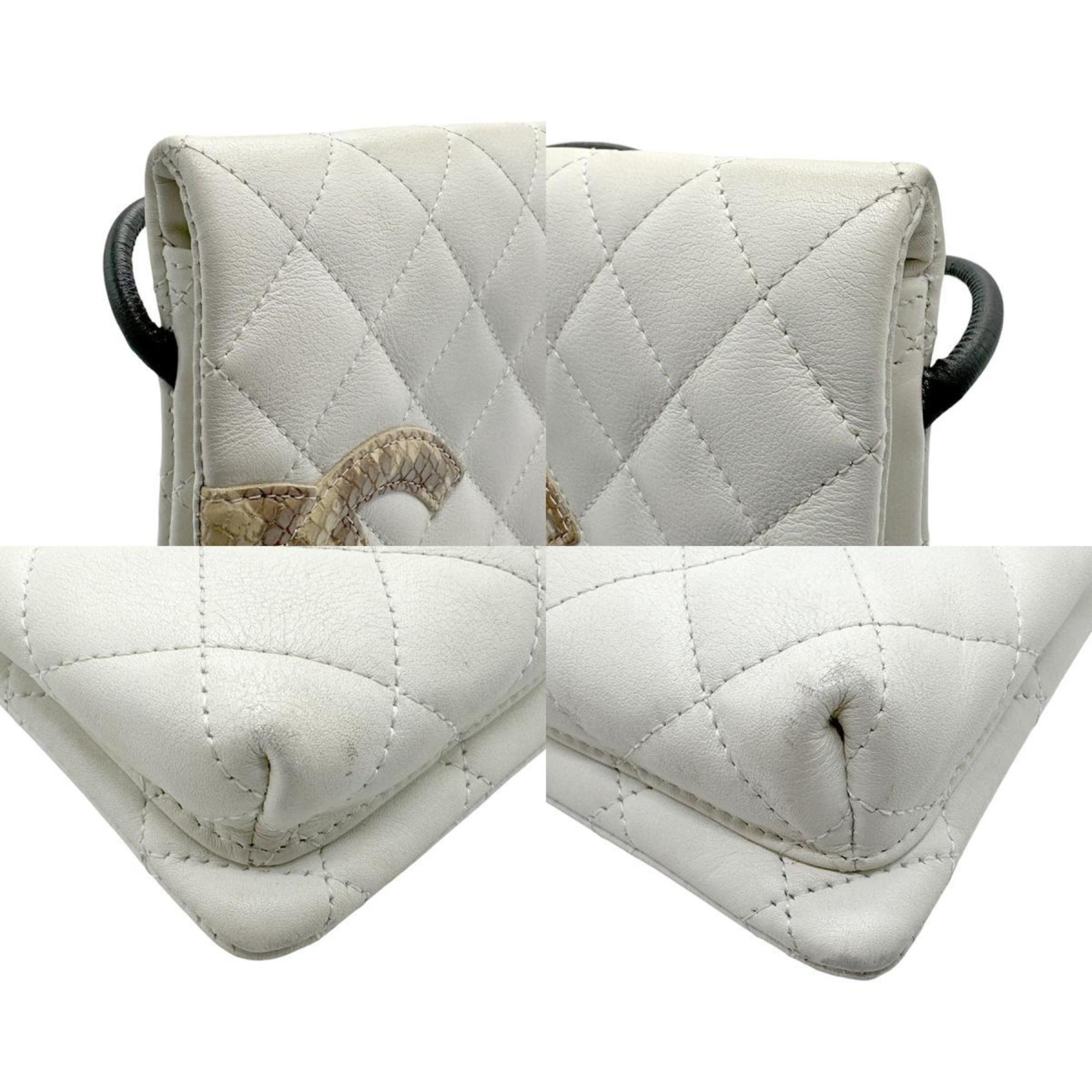 CHANEL Shoulder Bag Cambon Line Lambskin White Women's n0513