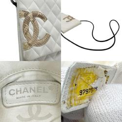 CHANEL Shoulder Bag Cambon Line Lambskin White Women's n0513