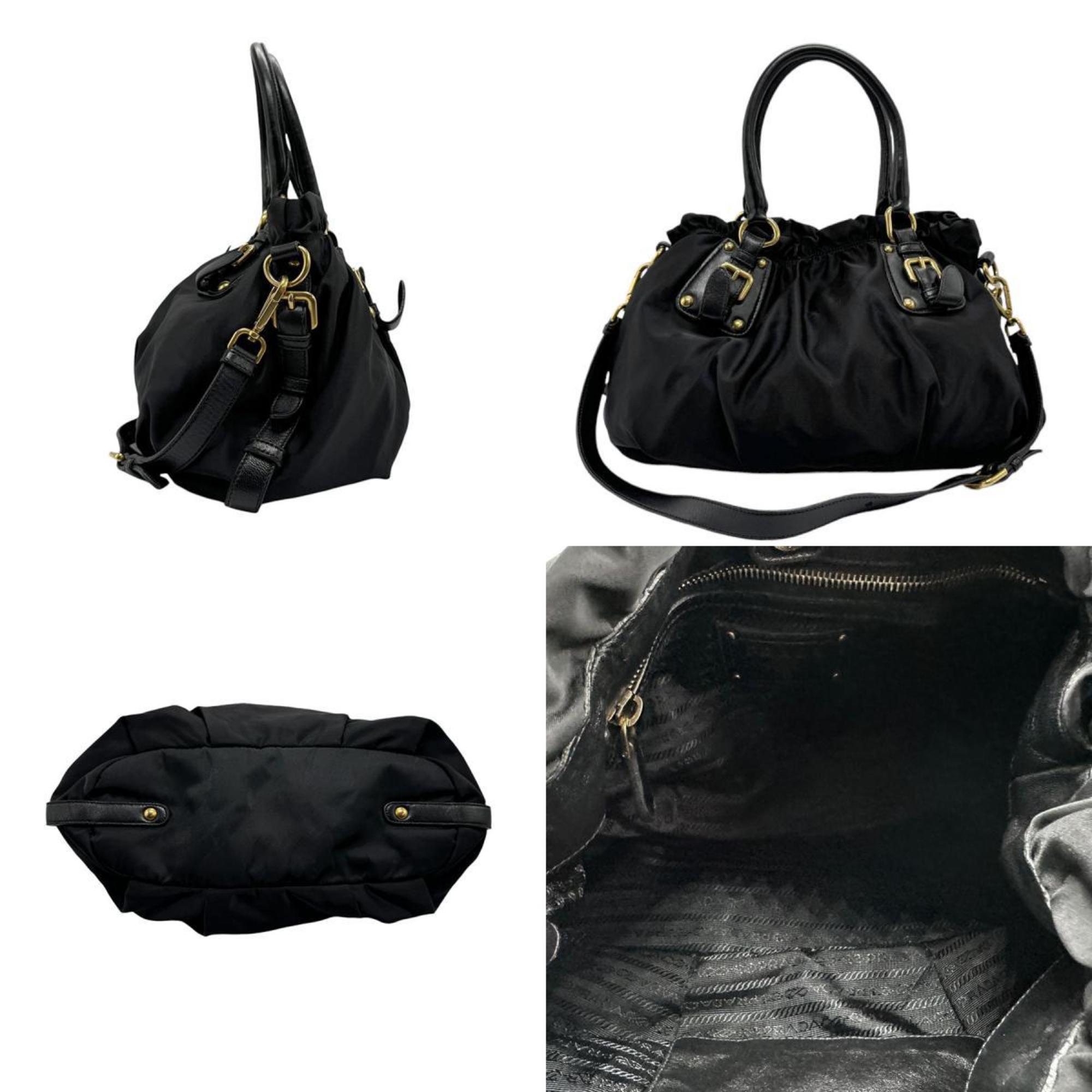 PRADA handbag shoulder bag nylon black ladies n0566