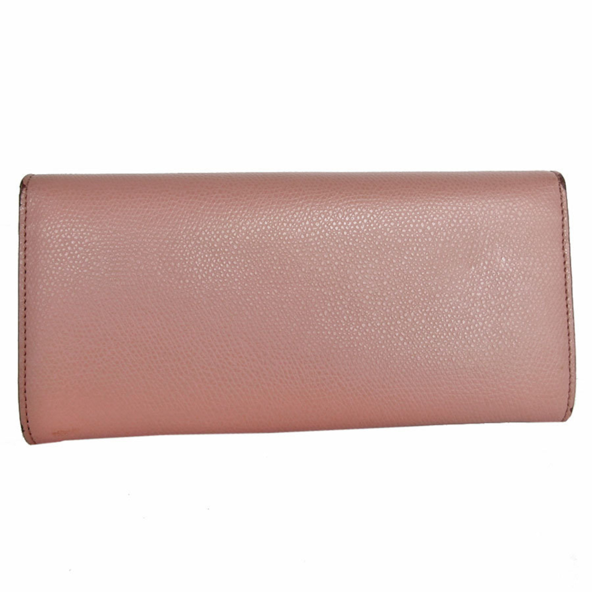 FENDI Long Wallet F Is Leather Pink Beige Silver Women's s0419g