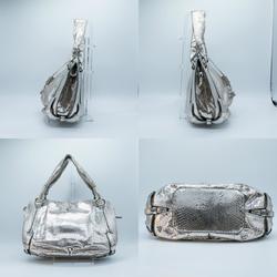 CELINE Handbag Metallic Leather Silver Women's PD438