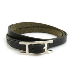 Hermes HERMES bracelet API leather metal black silver men's women's e59407g