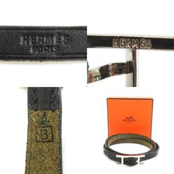 Hermes HERMES bracelet API leather metal black silver men's women's e59407g