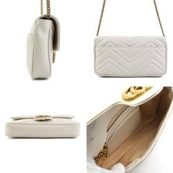 GUCCI Shoulder Bag GG Marmont Leather Ivory Women's 751526 a0501