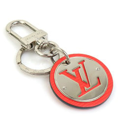 Louis Vuitton LOUIS VUITTON Charm Keyring Epi Porto Cle LV Circle Metal Leather Silver Orange Men's Women's M62689 e59390g