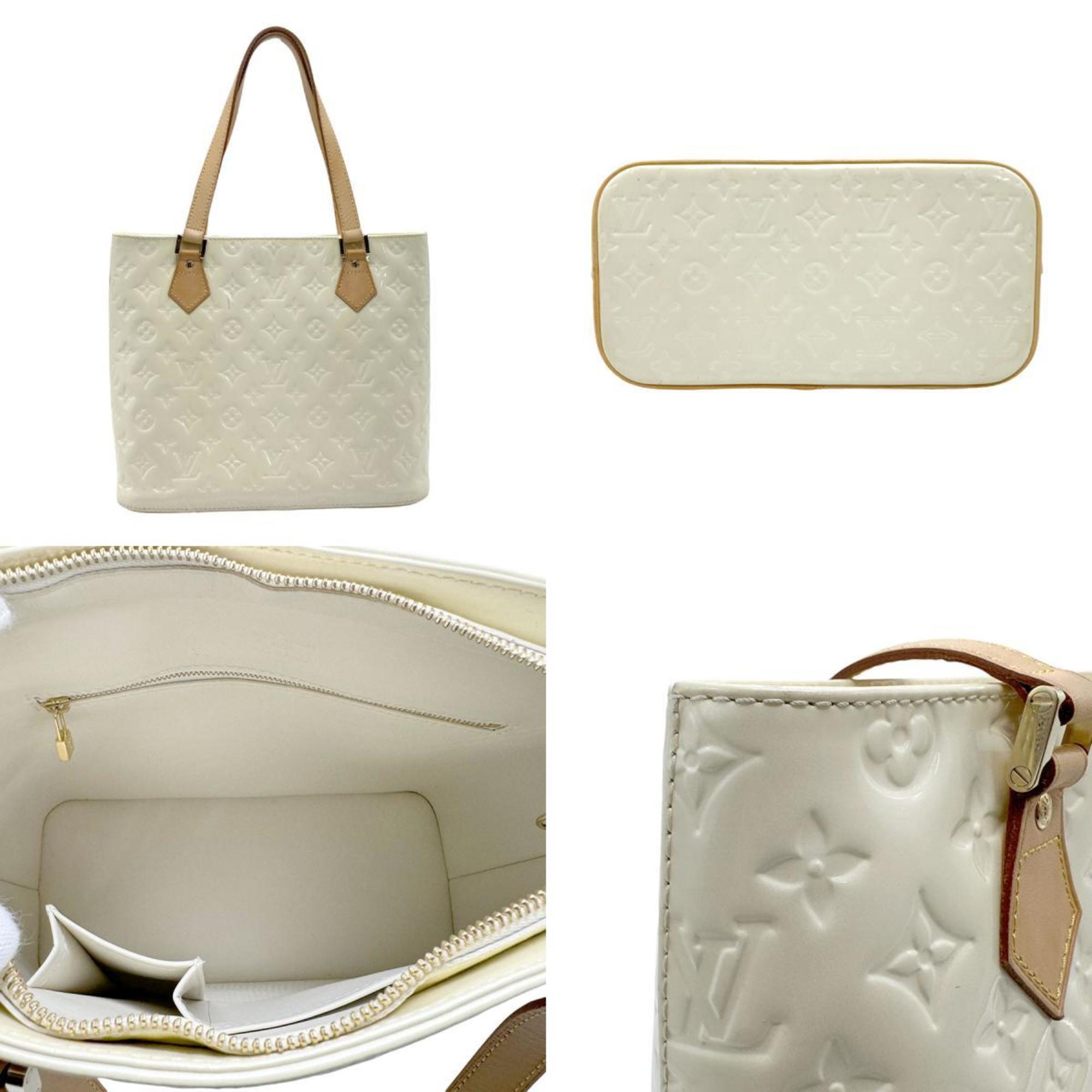 Louis Vuitton LOUIS VUITTON Handbag Monogram Vernis Houston Patent Leather Off-White Gold Women's M91342 z2631