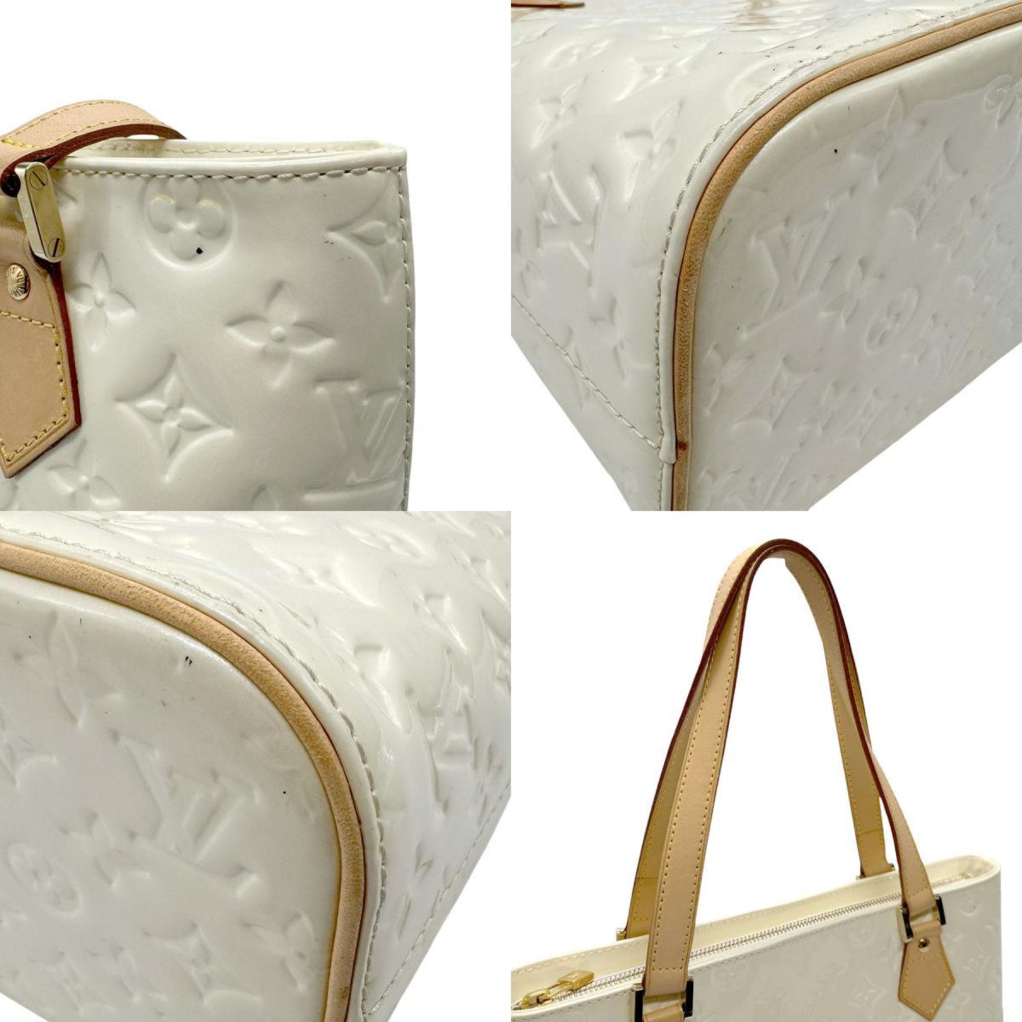 Louis Vuitton LOUIS VUITTON Handbag Monogram Vernis Houston Patent Leather Off-White Gold Women's M91342 z2631