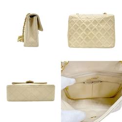 CHANEL Shoulder Bag Lambskin Light Beige Gold Women's n0588